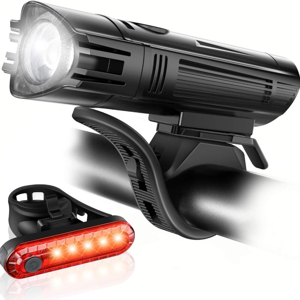 Ultra Bright USB Rechargeable Bike Light Set, Powerful Bicycle Front Headlight a